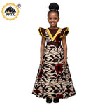 African Print Baby Girl Dress – Bazin Riche Flutter Sleeve Dress with Matching Headtie - Free Delivery Worldwide only at Flexi Africa