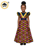 African Print Baby Girl Dress – Bazin Riche Flutter Sleeve Dress with Matching Headtie - Free Delivery Worldwide only at Flexi Africa