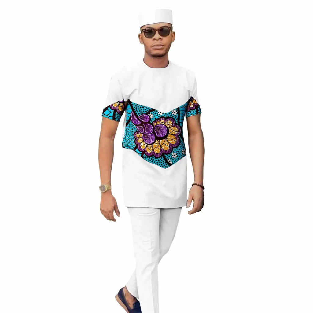African Print Couple Matching Set – Women’s Long Dress & Men’s Dashiki Pant Outfit - Free Delivery Worldwide only at Flexi Africa