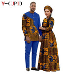 African Print Couple Outfit Set – Women’s Long Tutu Dress & Men’s Dashiki Suit Top and Pants - Free Delivery Worldwide only at Flexi Africa