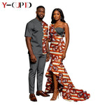 African Print Couples Outfits – Mermaid Dress & Men's Set - Free Delivery Worldwide only at Flexi Africa