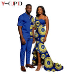 African Print Couples Outfits – Mermaid Dress & Men's Set - Free Delivery Worldwide only at Flexi Africa