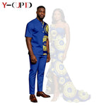African Print Couples Outfits – Mermaid Dress & Men's Set - Free Delivery Worldwide only at Flexi Africa