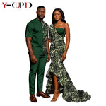 African Print Couples Outfits – Mermaid Dress & Men's Set - Free Delivery Worldwide only at Flexi Africa