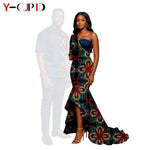 African Print Couples Outfits – Mermaid Dress & Men's Set - Free Delivery Worldwide only at Flexi Africa