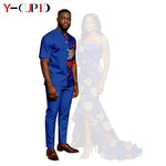 African Print Couples Outfits – Mermaid Dress & Men's Set - Free Delivery Worldwide only at Flexi Africa