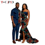 African Print Couples Outfits – Mermaid Dress & Men's Set - Free Delivery Worldwide only at Flexi Africa