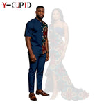 African Print Couples Outfits – Mermaid Dress & Men's Set - Free Delivery Worldwide only at Flexi Africa