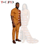 African Print Couples Outfits – Mermaid Dress & Men's Set - Free Delivery Worldwide only at Flexi Africa