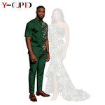 African Print Couples Outfits – Mermaid Dress & Men's Set - Free Delivery Worldwide only at Flexi Africa