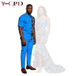 African Print Couples Outfits – Mermaid Dress & Men's Set - Free Delivery Worldwide only at Flexi Africa