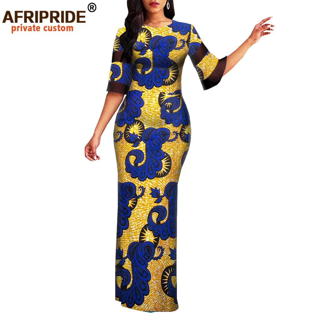 Stylish African Ankara Maxi Dress for Party - Half Sleeve Flexi Africa Stylish African Ankara Maxi Dress for Party - Half Sleeve Flexi Africa