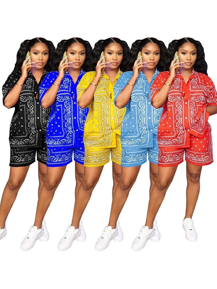African Print Elastic Bazin 2PC for Women - Baggy Shorts and Dashiki Famous Suit with Outfit for Ladies - Flexi Africa