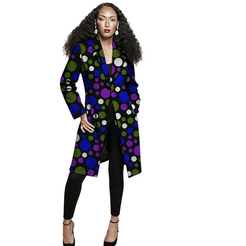 African Print Long Blazer Coat for Women – Ankara Couture Jacket - Free Delivery Worldwide only at Flexi Africa