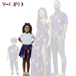 African Print Matching Family Outfits – Women’s Summer Dress & Men’s Short Sleeve - Free Delivery Worldwide only at Flexi Africa