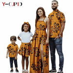 African Print Matching Family Outfits – Women’s Summer Dress & Men’s Short Sleeve - Free Delivery Worldwide only at Flexi Africa