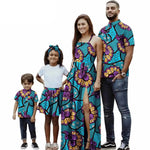 African Print Matching Family Outfits – Women’s Summer Dress & Men’s Short Sleeve - Free Delivery Worldwide only at Flexi Africa