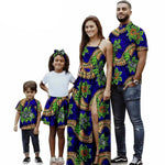 African Print Matching Family Outfits – Women’s Summer Dress & Men’s Short Sleeve - Free Delivery Worldwide only at Flexi Africa