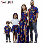 African Print Matching Family Outfits – Women’s Summer Dress & Men’s Short Sleeve - Free Delivery Worldwide only at Flexi Africa