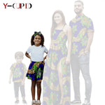 African Print Matching Family Outfits – Women’s Summer Dress & Men’s Short Sleeve - Free Delivery Worldwide only at Flexi Africa