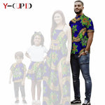 African Print Matching Family Outfits – Women’s Summer Dress & Men’s Short Sleeve - Free Delivery Worldwide only at Flexi Africa
