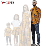 African Print Matching Family Outfits – Women’s Summer Dress & Men’s Short Sleeve - Free Delivery Worldwide only at Flexi Africa
