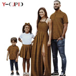 African Print Matching Family Outfits – Women’s Summer Dress & Men’s Short Sleeve - Free Delivery Worldwide only at Flexi Africa