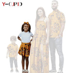 African Print Matching Family Outfits – Women’s Summer Dress & Men’s Short Sleeve - Free Delivery Worldwide only at Flexi Africa