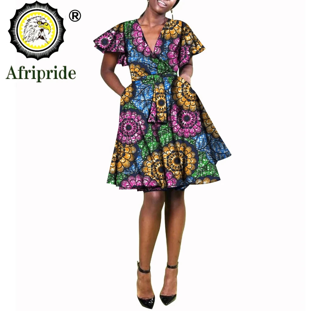 African Print Plus Size Dashiki Dress for Women – Ankara Wax Fabric Bazin Riche Party Dress - Free Delivery Worldwide only at Flexi Africa