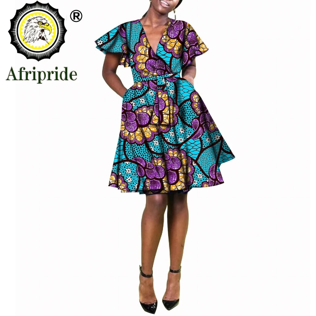 African Print Plus Size Dashiki Dress for Women – Ankara Wax Fabric Bazin Riche Party Dress - Free Delivery Worldwide only at Flexi Africa
