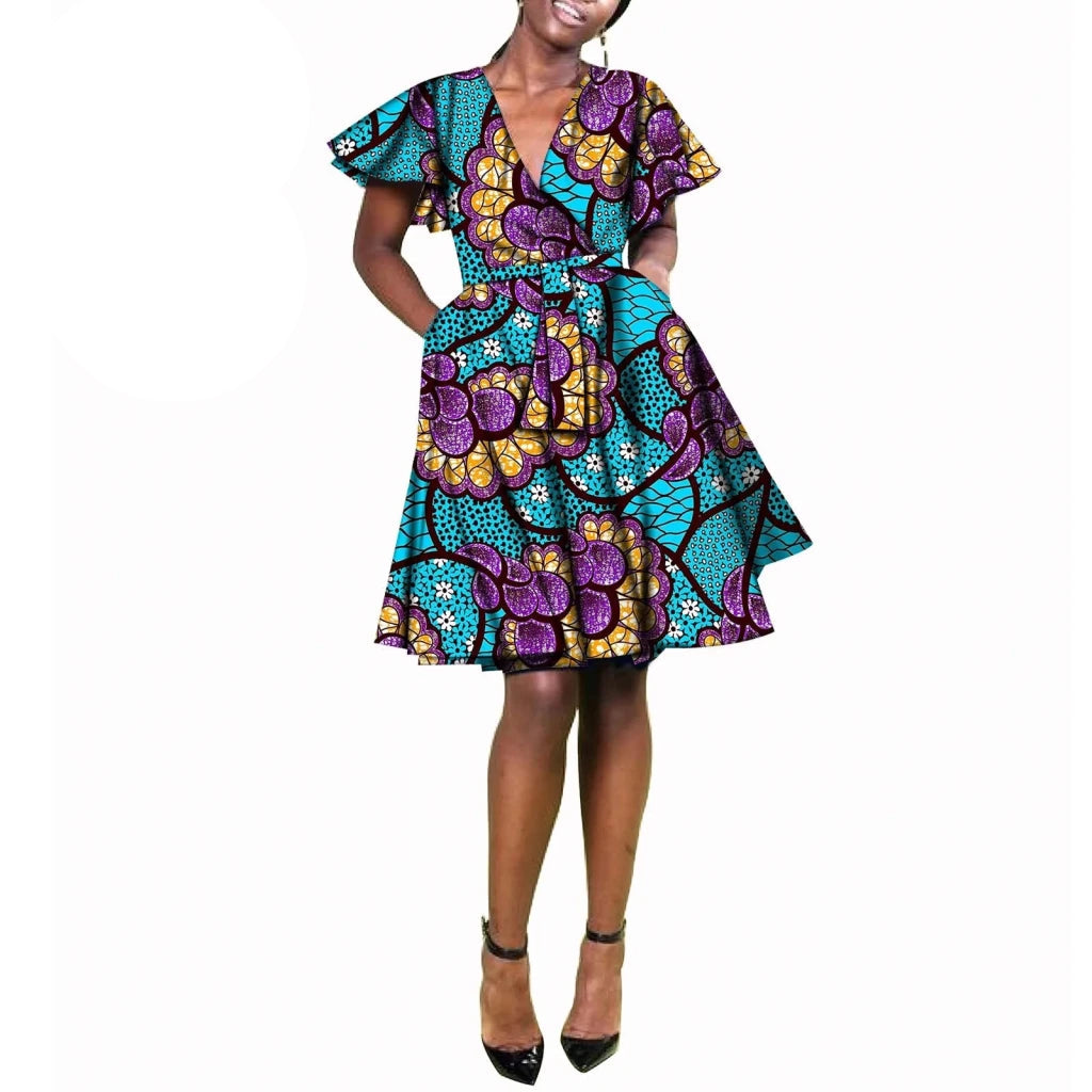 African Print Plus Size Dashiki Dress for Women – Ankara Wax Fabric Bazin Riche Party Dress - Free Delivery Worldwide