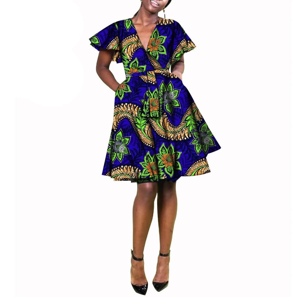 African Print Plus Size Dashiki Dress for Women – Ankara Wax Fabric Bazin Riche Party Dress - Free Delivery Worldwide only at Flexi Africa