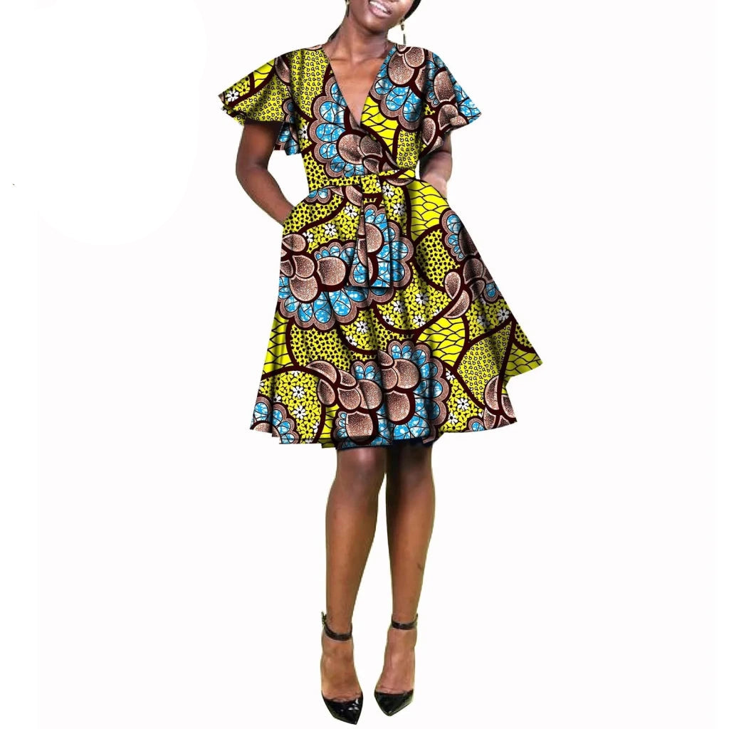 African Print Plus Size Dashiki Dress for Women – Ankara Wax Fabric Bazin Riche Party Dress - Free Delivery Worldwide