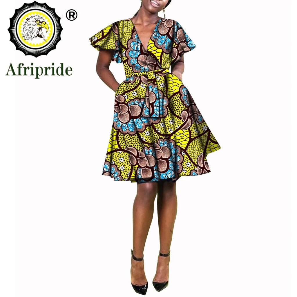 African Print Plus Size Dashiki Dress for Women – Ankara Wax Fabric Bazin Riche Party Dress - Free Delivery Worldwide only at Flexi Africa