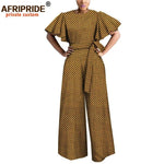African Print Short Sleeve O-Neck Jumpsuit for Women with Belt – Ankara Casual Outfit - Free Delivery Worldwide only at Flexi Africa
