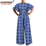 African Print Short Sleeve O-Neck Jumpsuit for Women with Belt – Ankara Casual Outfit - Free Delivery Worldwide only at Flexi Africa