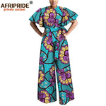 African Print Short Sleeve O-Neck Jumpsuit for Women with Belt – Ankara Casual Outfit - Free Delivery Worldwide only at Flexi Africa