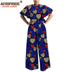 African Print Short Sleeve O-Neck Jumpsuit for Women with Belt – Ankara Casual Outfit - Free Delivery Worldwide only at Flexi Africa