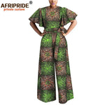 African Print Short Sleeve O-Neck Jumpsuit for Women with Belt – Ankara Casual Outfit - Free Delivery Worldwide only at Flexi Africa