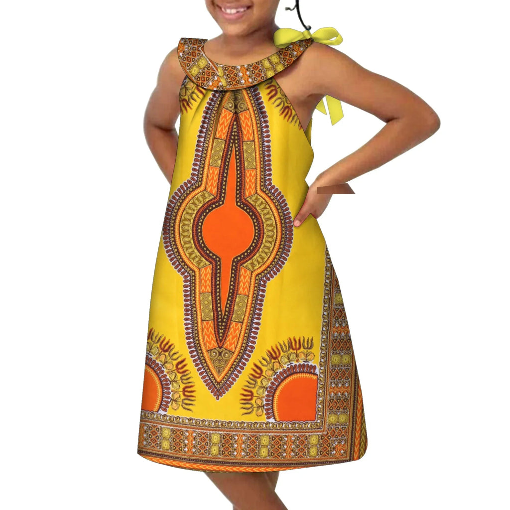 African Print Sleeveless Dress for Baby Girls – Dashiki Tribal Style - Free Delivery Worldwide only at Flexi Africa