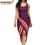 African Print Sleeveless O-Neck Midi Cotton Dress for Women - Free Delivery Worldwide only at Flexi Africa