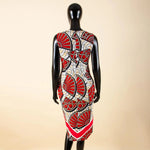 African Print Sleeveless O-Neck Midi Cotton Dress for Women - Free Delivery Worldwide only at Flexi Africa