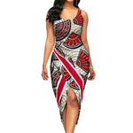 African Print Sleeveless O-Neck Midi Cotton Dress for Women - Free Delivery Worldwide only at Flexi Africa