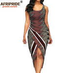 African Print Sleeveless O-Neck Midi Cotton Dress for Women - Free Delivery Worldwide only at Flexi Africa