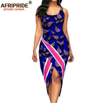 African Print Sleeveless O-Neck Midi Cotton Dress for Women - Free Delivery Worldwide only at Flexi Africa