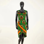 African Print Sleeveless O-Neck Midi Cotton Dress for Women - Free Delivery Worldwide only at Flexi Africa