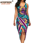 African Print Sleeveless O-Neck Midi Cotton Dress for Women - Free Delivery Worldwide only at Flexi Africa