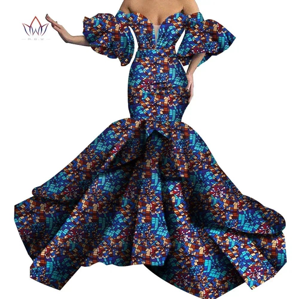 African Print Strapless Maxi Dress - Free Delivery Worldwide only at Flexi Africa