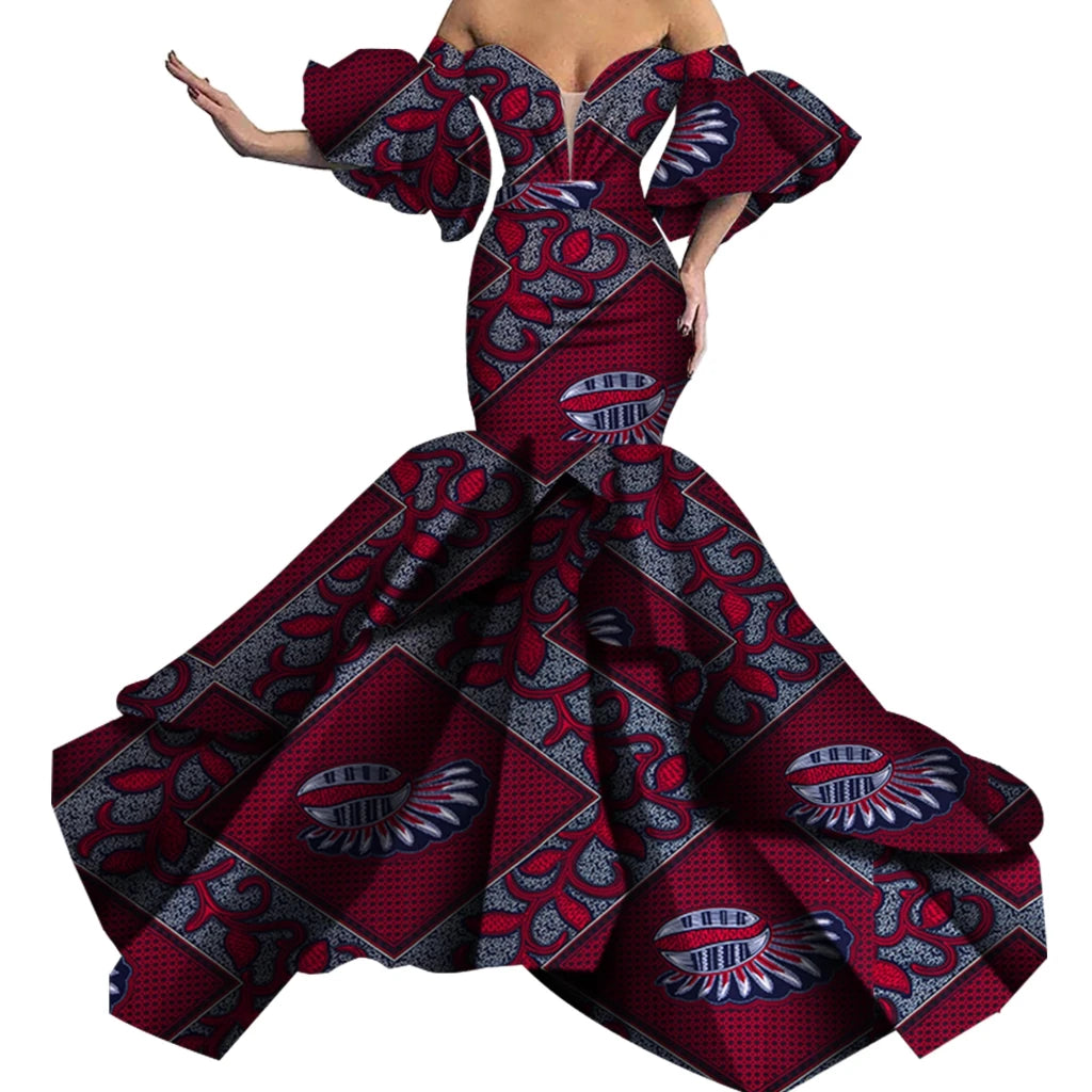 African Print Strapless Maxi Dress - Free Delivery Worldwide only at Flexi Africa