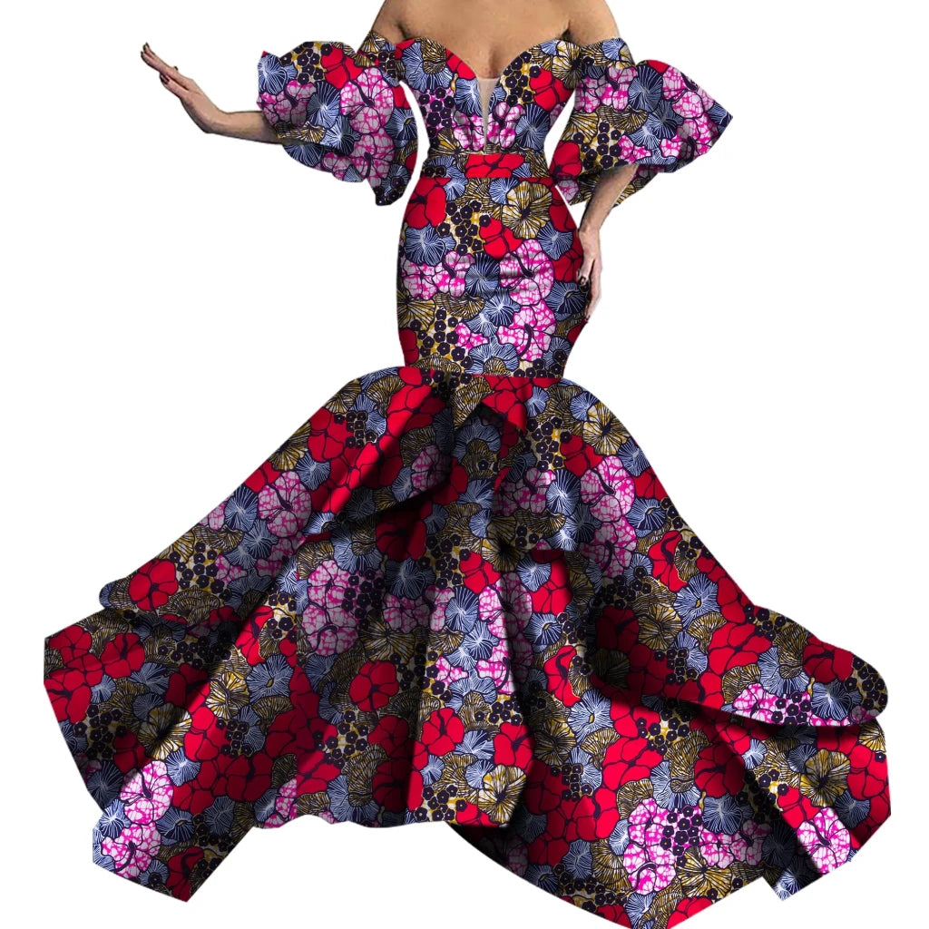 African Print Strapless Maxi Dress - Free Delivery Worldwide only at Flexi Africa